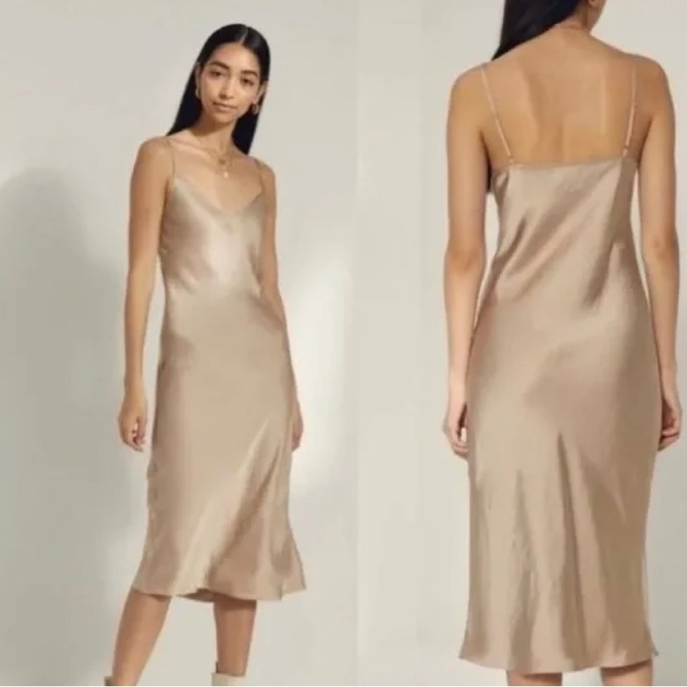 Aritzia- Wilfred Only Midi Slip Dress in Champagne Size Medium.